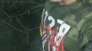 Piss with hard cock outdoor