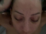 Curly haired ebony with pretty face gets fucked and facialized 12/16