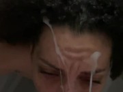 Curly haired ebony with pretty face gets fucked and facialized 13/16