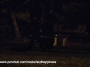 Collar and leash slut sucking dick and take facial Night Blowjob PUBLICC!! 7/16