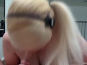 Hot busty blonde MILF sucks a hard cock 15/16