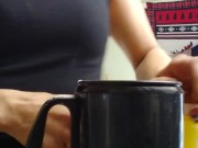 Smoking for you, in pantie hose before my shower 3/16