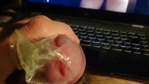 Edging night part 1, leaking in condom