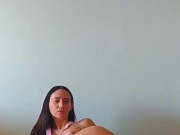 Sexy nasty teen babe with amazing boobs plays with pink lingerie and fucks her pussy with lollypop 16/16