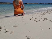 Playing doggystyle on beach Forget dress panties