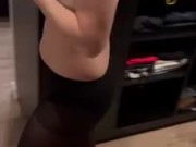 Blowjob footjob and cumshot on butt with pantyhose 3/16