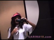Hot Carina 18 Fingering pussy at comfort room 1/16