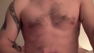 Nerdy Boy Spitting on his Cock and Moaning