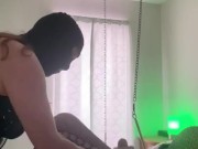 Mistress jacking sub off in straight jacket till he cums  13/16