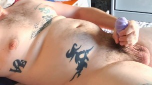 DADDY BEAR SOLO FUN AT MY UNCUT DICK