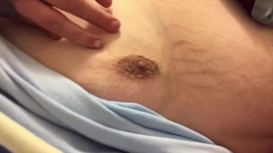 Hard Wrinkled Male Nipple and Stretch Marked Body