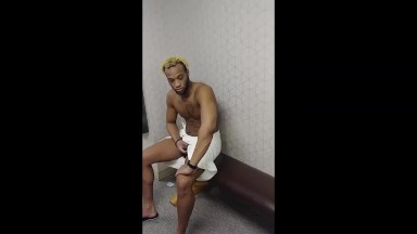 Bear catches guy jerking off in the locker room