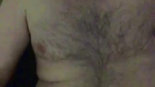 Hairy bear with moustache masturbation