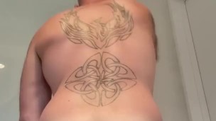 Strip tease to a hard dick and tence trembling up close cum.. 