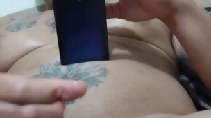 Sexy guy shoots huge load out of his cock