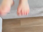 Blowjob footjob and  cumshot on butt with leather pants 10/16