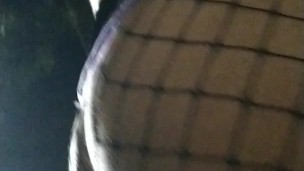 Bubble Butt Femboy Fetish in Purple Panties and Fishnet