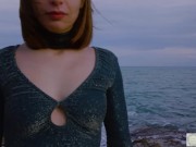 Italian babe Silvia Soprano worships her dominant's ass and feet as they walk along the sea 12/16