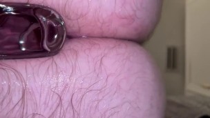 Look deep into my ass with my new glass butt plug