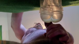 Bear fucks fleshlight, moans and cums