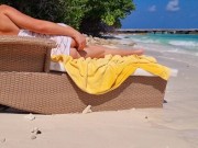 Without panties Girl relaxing on beach Hot ass