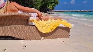 Without panties Girl relaxing on beach Hot ass