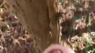 Cheeky wank in the woods with a moan 