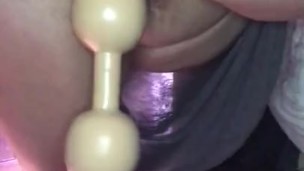 Hanging HUGE beads from my tight pussy