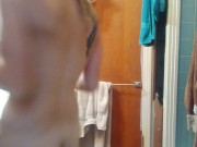 Blonde white girl with fat pussy smokes blunt before shower 3/16