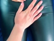 Rubbing cameltoe and spanking booty in leather leggings 10/16