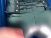 Rubbing cameltoe and spanking booty in leather leggings 16/16