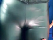 Rubbing cameltoe and spanking booty in leather leggings 5/16