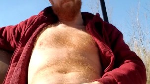Hairy ginger playing with his dick, cum get it!