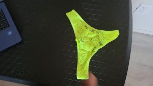 Cumming on wife's panties 
