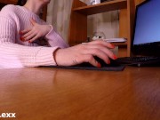 slut office secretary came to work without panties. 3/16