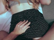 My horny wife interrupts my work. I fuck her juicy pussy and cum in mouth. 8/16