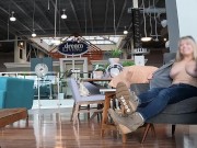 Pierced Tits on Display While Furniture Shopping - Public Tits Flash - Topless Under Jacket 11/16