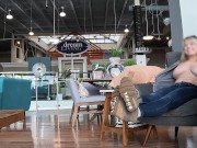 Pierced Tits on Display While Furniture Shopping - Public Tits Flash - Topless Under Jacket 12/16