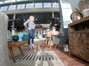 Pierced Tits on Display While Furniture Shopping - Public Tits Flash - Topless Under Jacket 3/16