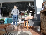 Pierced Tits on Display While Furniture Shopping - Public Tits Flash - Topless Under Jacket 5/16