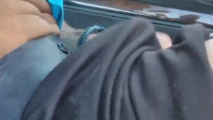 Sexy man moaning loud while jerking off and driving his car