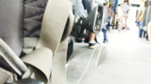 No Panties masturbation in public bus with many people risky