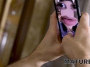 MATURE4K. Mature in red bra caught masturbating by stepson who became horny 2/16