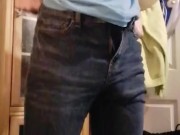 Playing with my hard dick in tight jeans 11/16