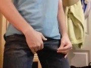 Playing with my hard dick in tight jeans 15/16
