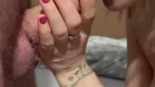 she laughs sucking my dick