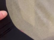 Foot job with black nylon and cum on leggs  5/16
