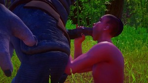 furry dick blowjob in the woods