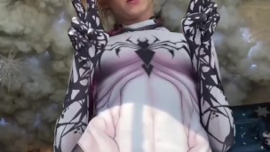 SpiderGwen BoiBlue11xx bulge huge cock print spider Gwen big dick Tiktok guys boys exposed leaks 