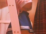 Having fun fucking my sex girl doll in college room scissoring and liking pussy open door risky 1/16